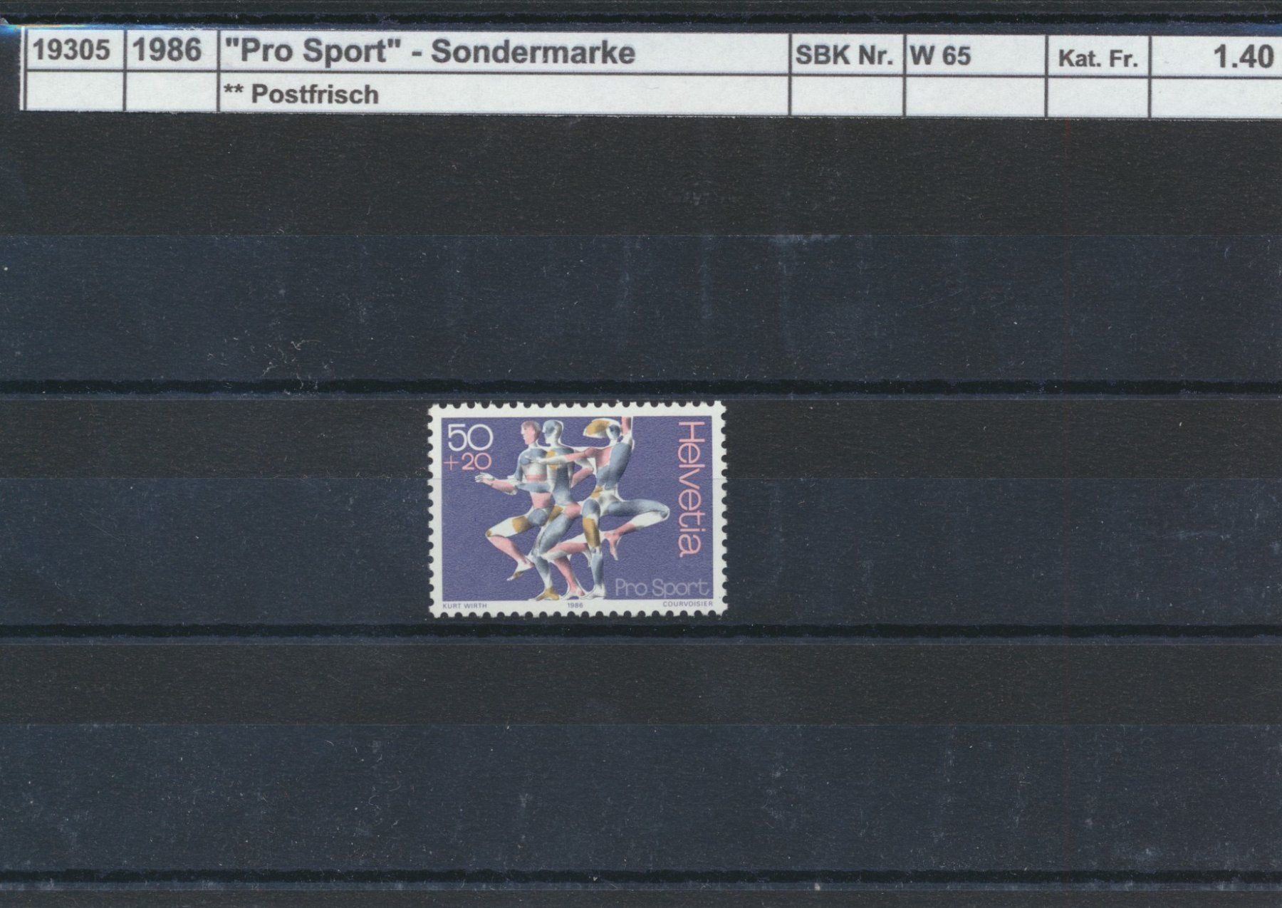 Tutti i francobolli: 1986 "Pro Sport" - Sondermarke, ** postfrisch – Nuovo (secondo la descrizione) da Winterthur venduto da Zupogeru