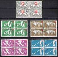 1951 Pro Patria Serie im 4er-Block Nr. B51-B55, Letzttag-ʘ