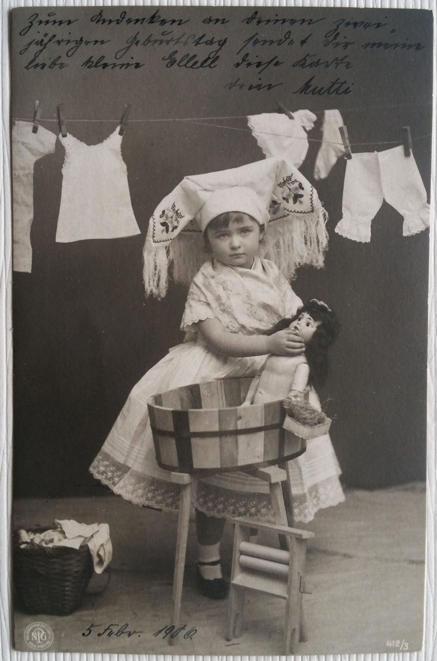 Cartoline postali: AK Ansichtskarte, Mädchen mit Puppe (XIV), 1903 – Usato da Oberriet SG venduto da Manick