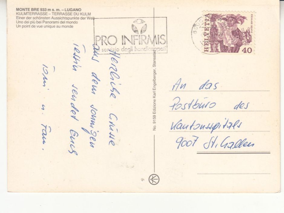 Cartoline postali: Lugano 1982 – Usato da Bürglen TG venduto da StampGraf 1