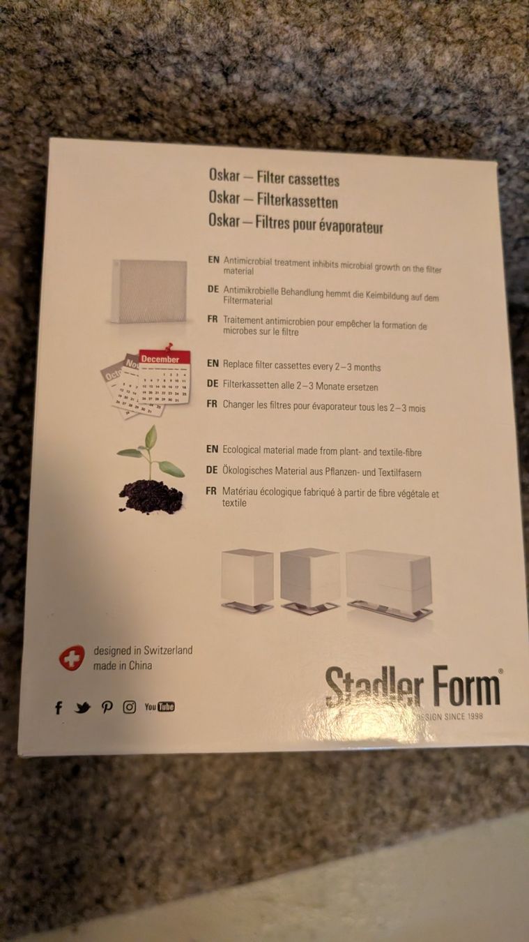 Stadler Form Humidificateurs: Stadler Oskar Luftbefeuchtermatten - 1 Pack, a 4 stk. – D'occasion à Gibswil par AlienAnt 1