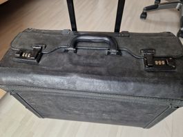 Vintage Pilotenkoffer Trolley aus Leder, gebraucht