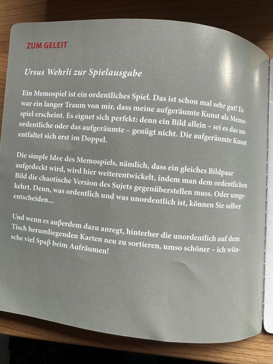 Giochi: Memospiel die Kunst aufzuräumen – Nuovo e nell'imballaggio originale da Zürich venduto da renba1 6