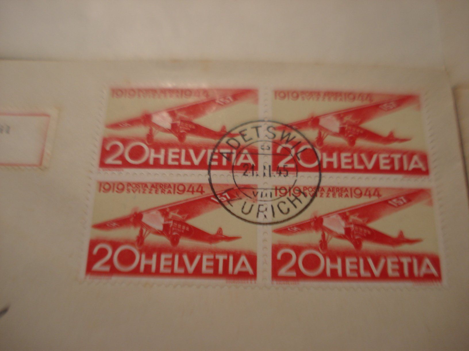 Alle Briefmarken: Briefsatz 4erblock Flugpostmarken 1944 – Gebraucht aus Niederwil AG von morostahu 4