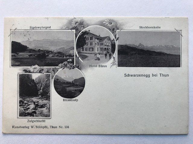Cartoline postali: Schwarzenegg bei Thun, von 1917 – Usato da Niederscherli venduto da Lucia16