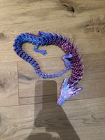 Gelenkiger Drache 3D-Druck blau violett neuwertig