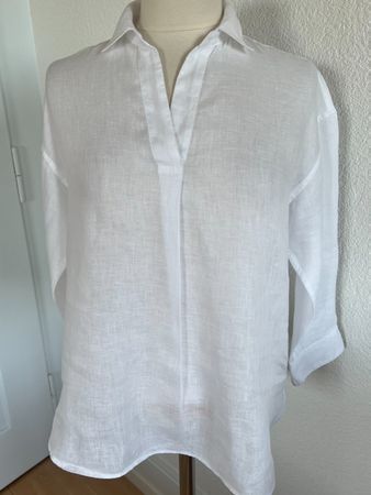 UNIQLO Damen Bluse, 100% Leinen, Gr. XS, Weiss