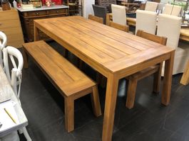 Esszimmergarnitur Holztisch +3 Stühle + Bank Neuwertig!