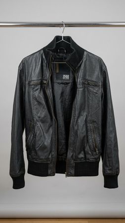 Jack&Jones Herren Jacke, Lederjacke, Schwarz, Grösse XL.
