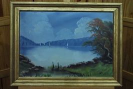 Original Old Oil Painting 1960, Signiert