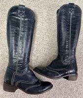 Lederstiefel Made in Italy, nachtblau, Grösse 37