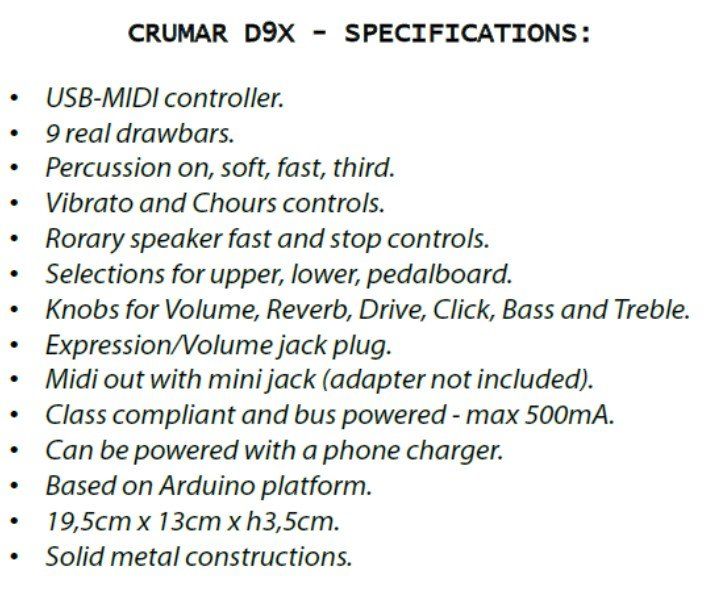 Crumar Strumenti musicali: Crumar Orgelkontroller D9X (Midi-Controller) – Usato da Zürich venduto da aguzan 1
