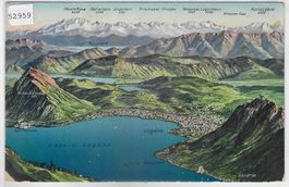 Lago di Lugano - Panorama - Litho - Stempel: Ursenbach