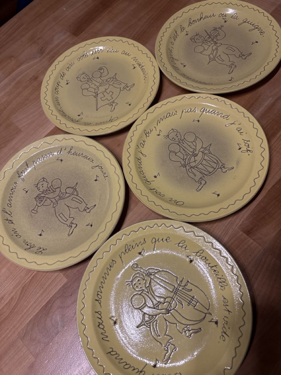 Teller: 5 Fondue Teller – Gebraucht aus Rümlang von resale35