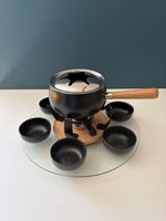 Fondue Chinoise Set schwarz mit 6 Schälchen neuwertig
