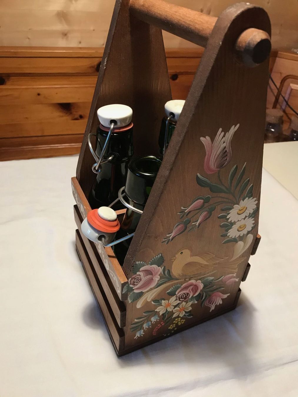 Bottiglie: Bouteiller en bois décoré – Usato da Ste-Croix venduto da mjmg 2