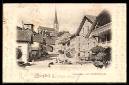 AK Burgdorf, Unterstadt mit Staldenbrücke, rückseitig Schlos