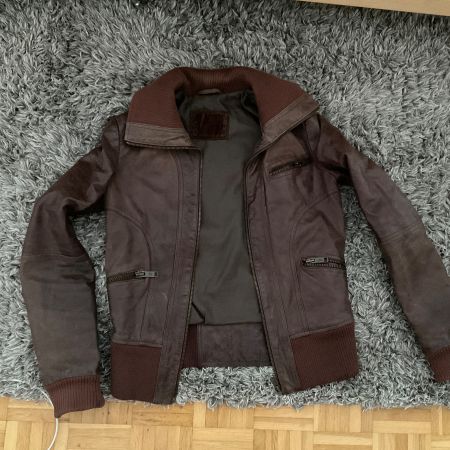 Damen jacket Leather Brown Retro vintage S/M schicken