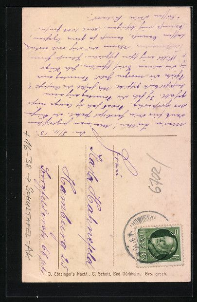 Cartoline postali: Schultafel-AK Bad Dürkheim, Teilansicht – Usato da Berlin venduto da bartko-reher 1