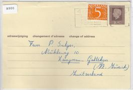 Niederland Adressänderungs-Karte mit Zusatzfrankatur 1975