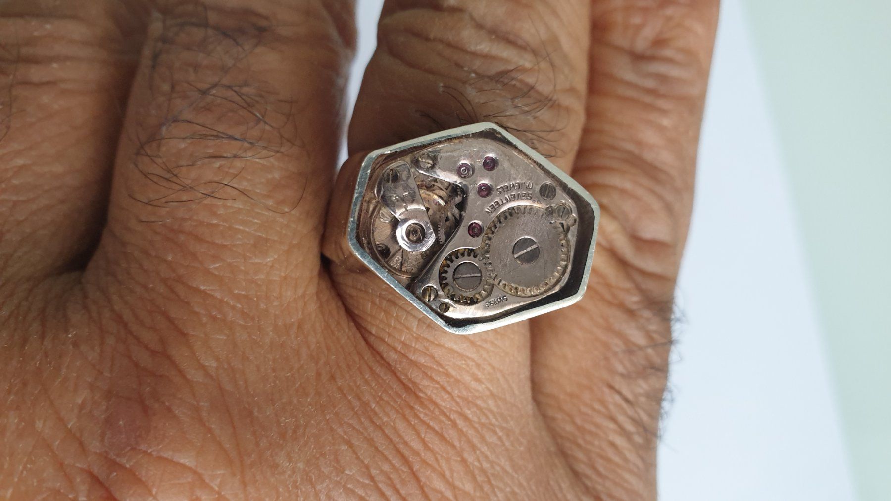 Anelli: Silberring mit mechanischen Uhrwerk hand made – Usato da Wettingen venduto da Hc41 1
