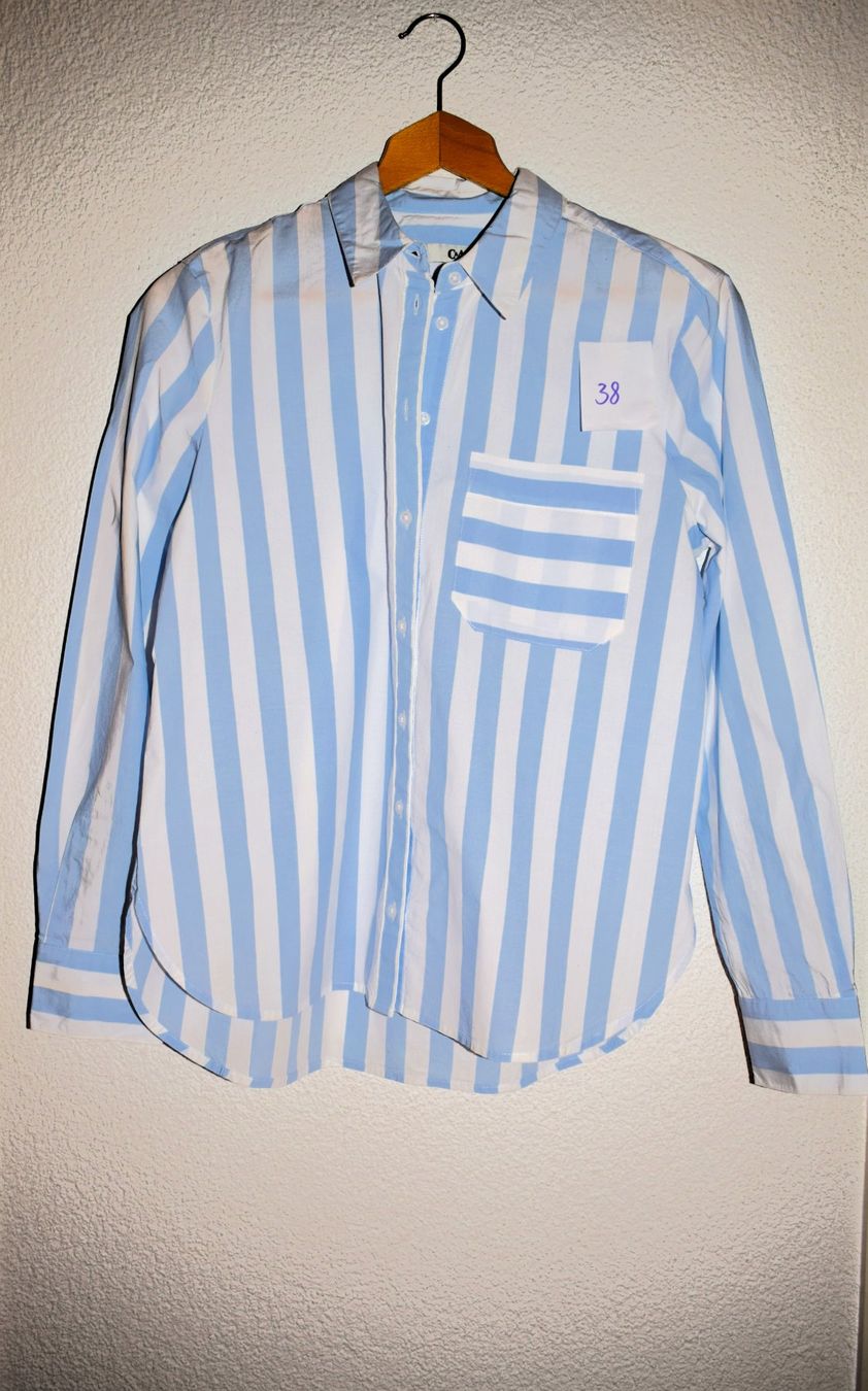C&A Blusen: Gestreifte Hemdbluse, Gr. 38, hellblau/weiss – Gebraucht aus Merenschwand von tolles_2hand