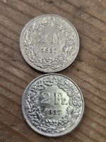 2 Franken 1937 2 Stueck Helvetia guter Zustand