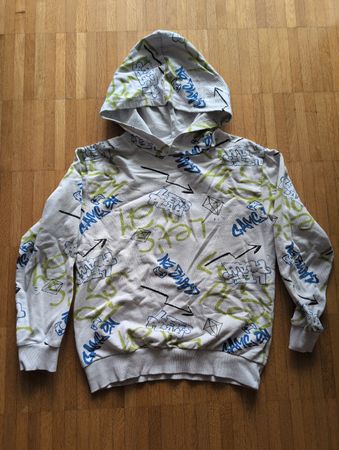 Kapuzenpullover weiss mit Graffiti Muster gebraucht