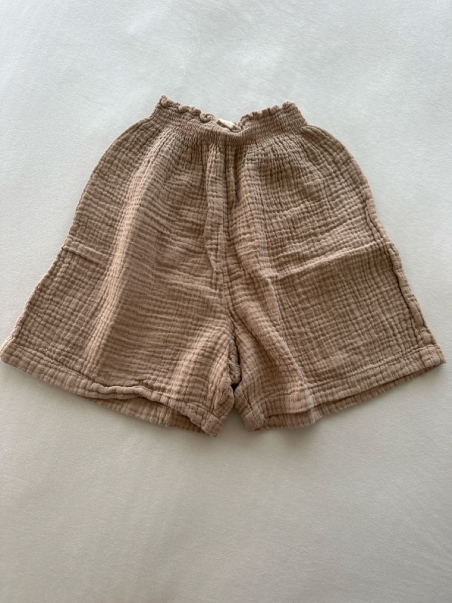 Hosen: Shorts, Musselin-Stoff, beige, Gr. S – Gebraucht aus Wattenwil von nid_p9fx