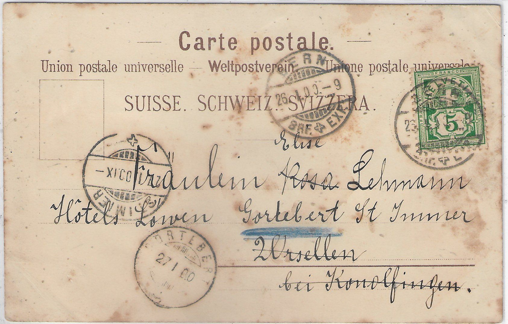 Ansichtskarten: Gruss aus Zürich - Litho 1900 – Gebraucht aus Ettingen von Kartenplanet 1