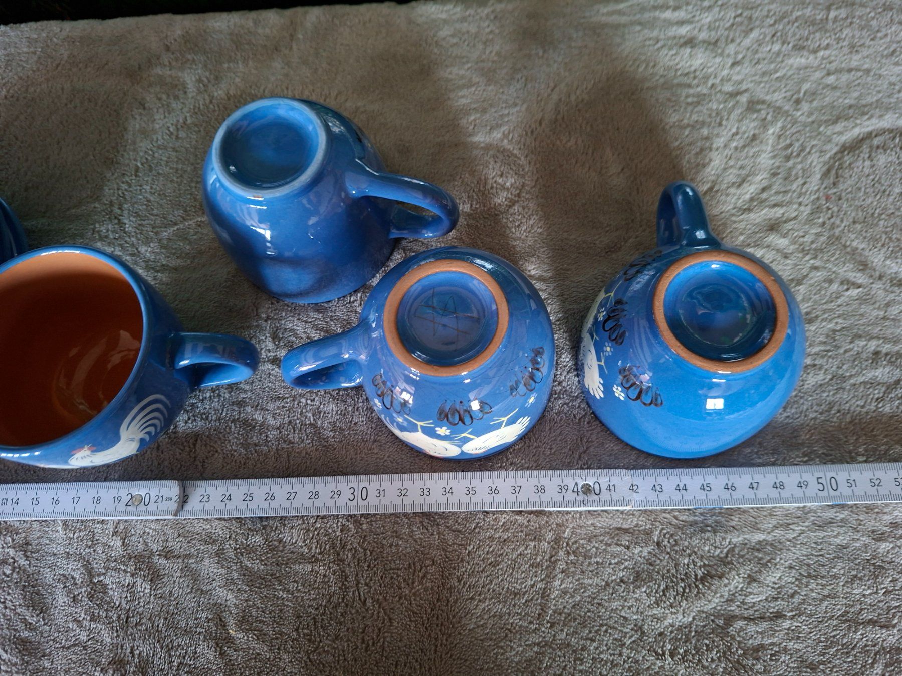 Tazze: 4  wunderschöne, blaue Tassen mit Hähnen/Hühner, Handbemalt – Nuovo (secondo la descrizione) da Otelfingen venduto da silver-moon 6