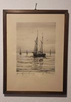 Handzeichnung Segelschiff P. Dulling? gerahmt guter Zustand