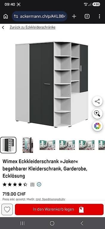 Schränke: Eckkleiderschrank weiss anthrazit – Gebraucht aus Baden von Boomer76