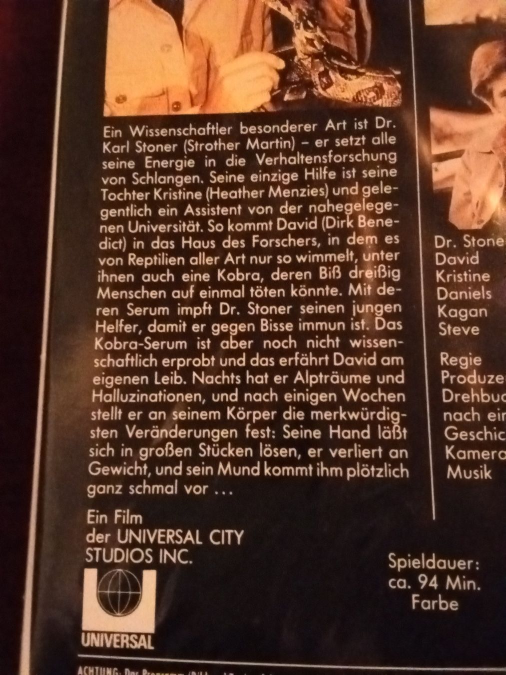 Tutti i VHS: Sssnake (USA 1973) CIC Video VHS 1205 – Usato da Remetschwil venduto da Hofiii 3