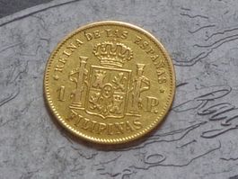 Philippines 1 Peso Or 1868 Isabella II - Très Rare 28000 ex.