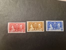 3 seltene St. Christopher Nevis Briefmarken 1937