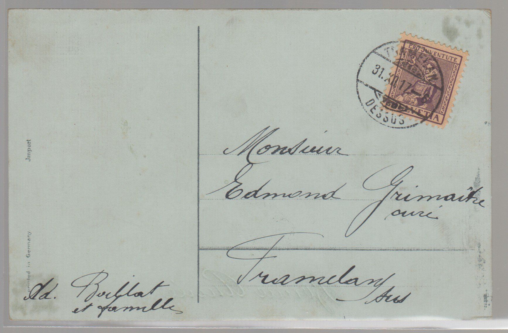 Tutti i francobolli: Pro Juventute n° 7 sur carte – Usato da Boécourt venduto da Denteles66