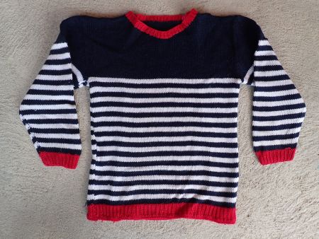 Kinder-Pullover gestreift handgestrickt