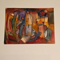 Moderne geometrische Komposition - Mischtechnik - signiert