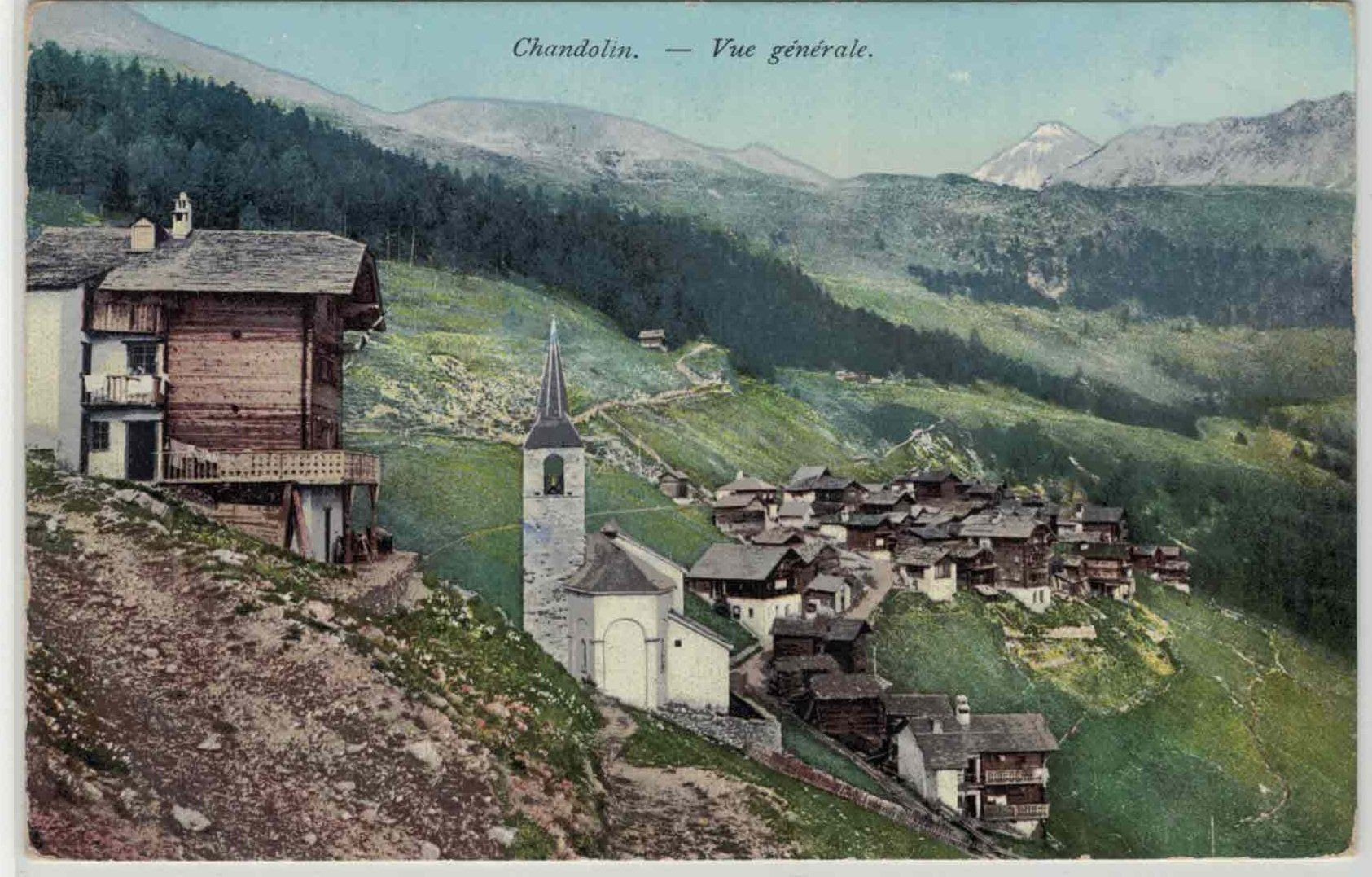 Ansichtskarten: VS 12 Chandolin Vue générale 1910 – Gebraucht aus Fribourg von philafri