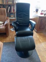 Sessel mit Hocker Leder schwarz verstellbar guter Zustand