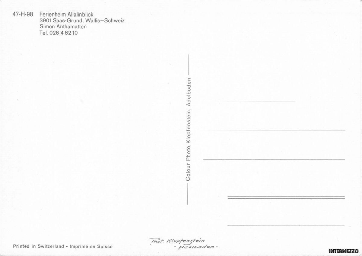 Cartoline postali: Saas-Grund VS // Ferienheim Allalinblick – Usato da Basel venduto da intermezzo12 1