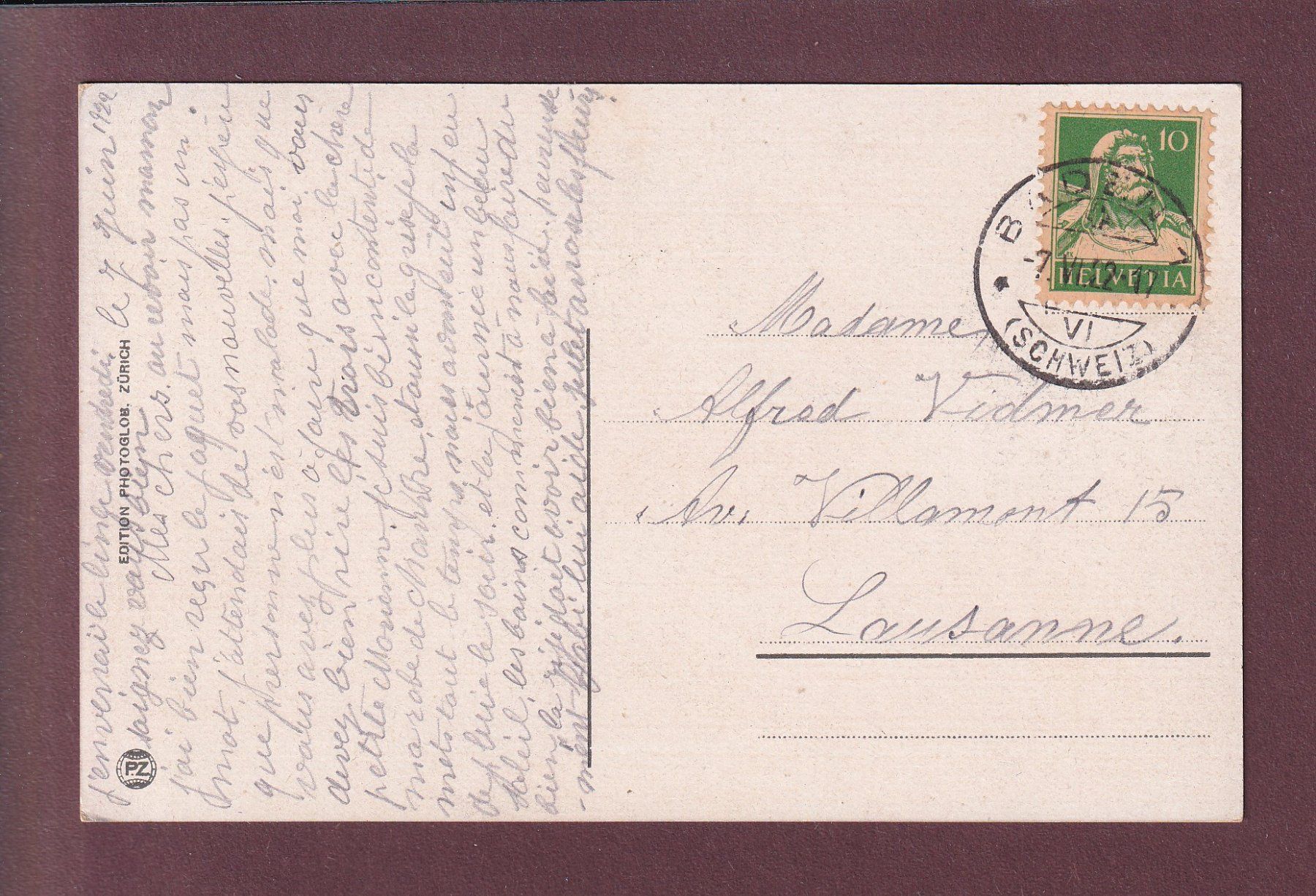 Cartoline postali: BADEN - Kasino - 1922 – Usato da Pully venduto da nicecards 1