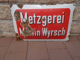 Emaille-Schild Metzgerei Martin Wyrsch gebraucht
