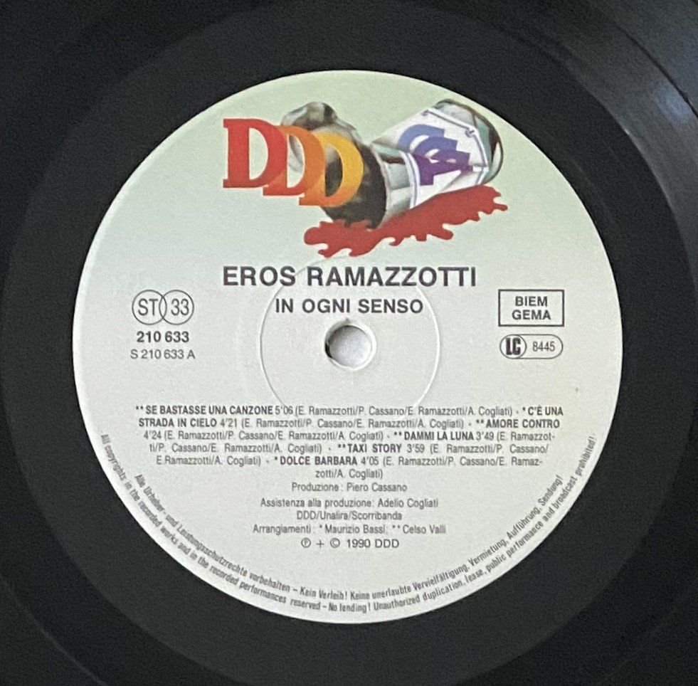 Dischi in vinile: Eros Ramazzotti, In Ogni Senso – Usato da Flums venduto da Empe1 4
