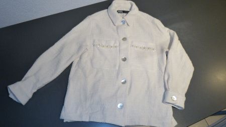 Damenjacke wollweiss-beige, Perlen verziert / ZARA / XS