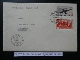 CH 1944 Nr. F40 +B24 auf Jub. Flugbrief ZH-GE