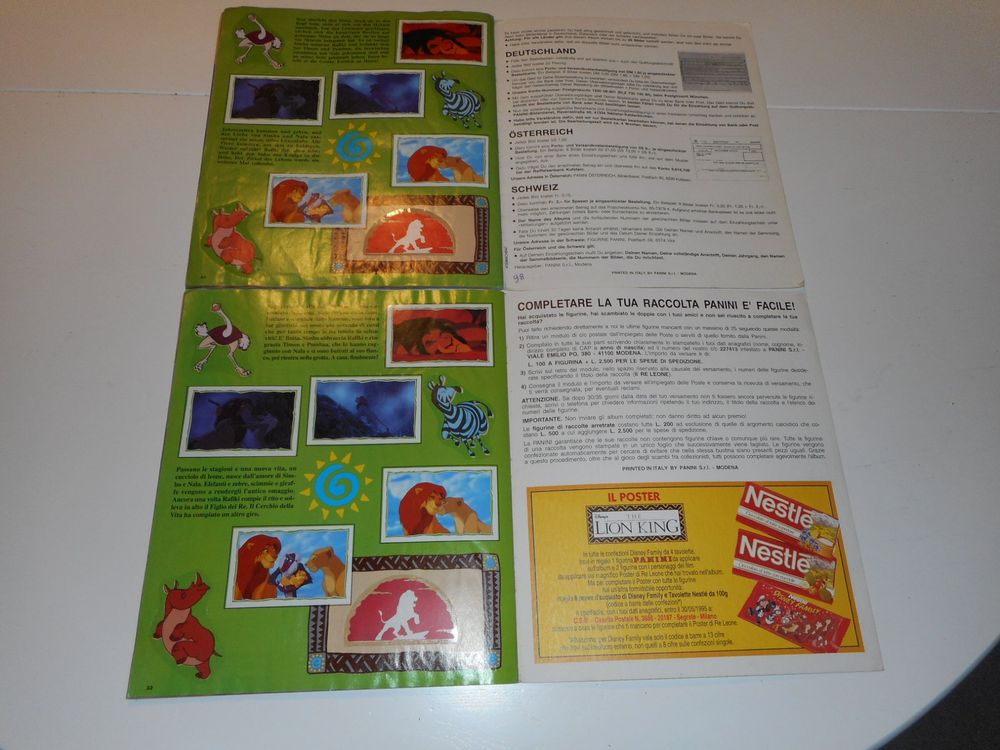 2 Panini Album König der Löwen Deutsch und Italienisch 1994 (Gebraucht ...