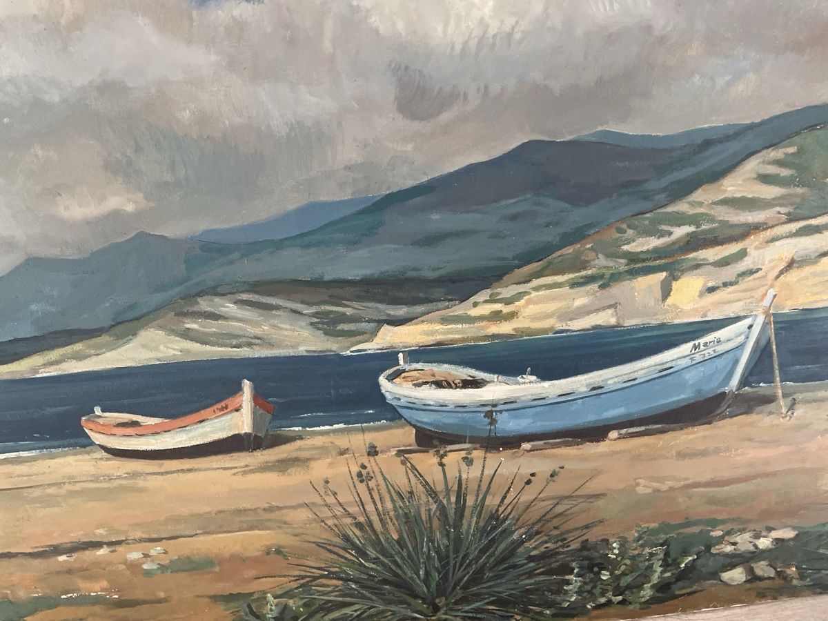 Dipinti: Originales Gemälde "Boote am Strand" von B. Heiz, 1967 – Usato da Zwingen venduto da keuseli49 2