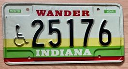 Indiana Nummernschild 25176, USA